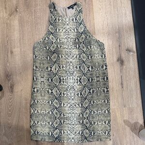 Olivaceous Beige and Black Snakeskin Patterned Dress. Medium